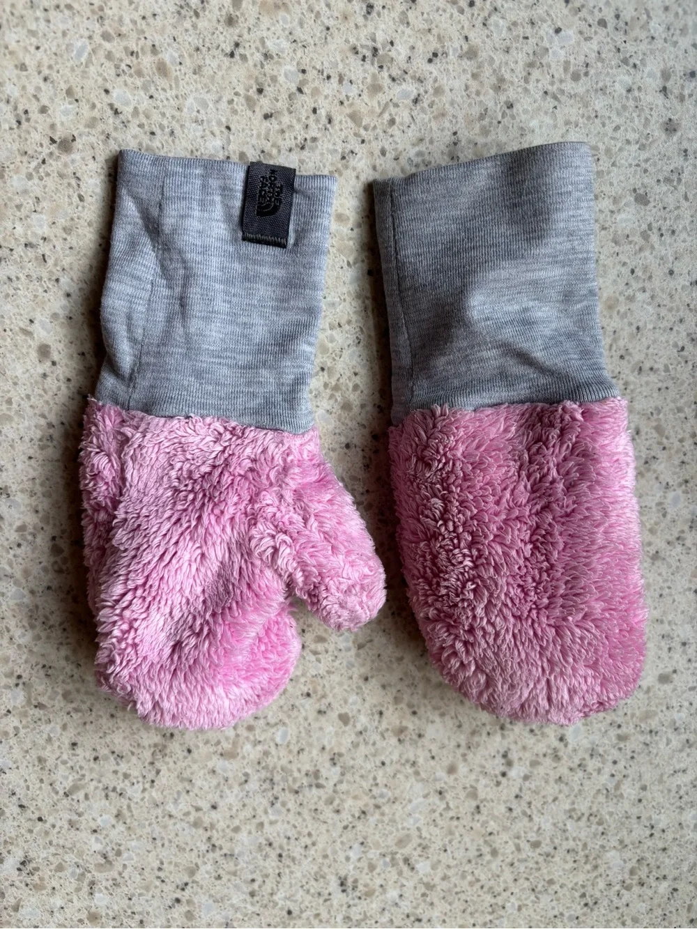 The North Face Kids Pink Warm & Cozy Mittens W/ Gray Cuffs little kid 2t